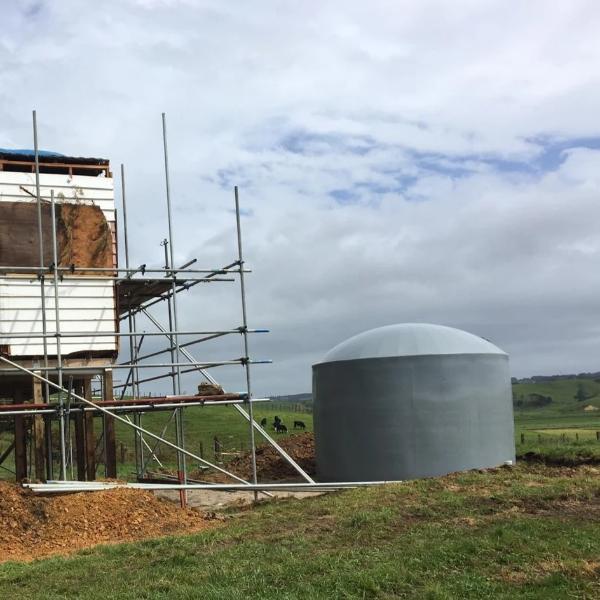 Light Grey 30000l Water tank delivered to site
